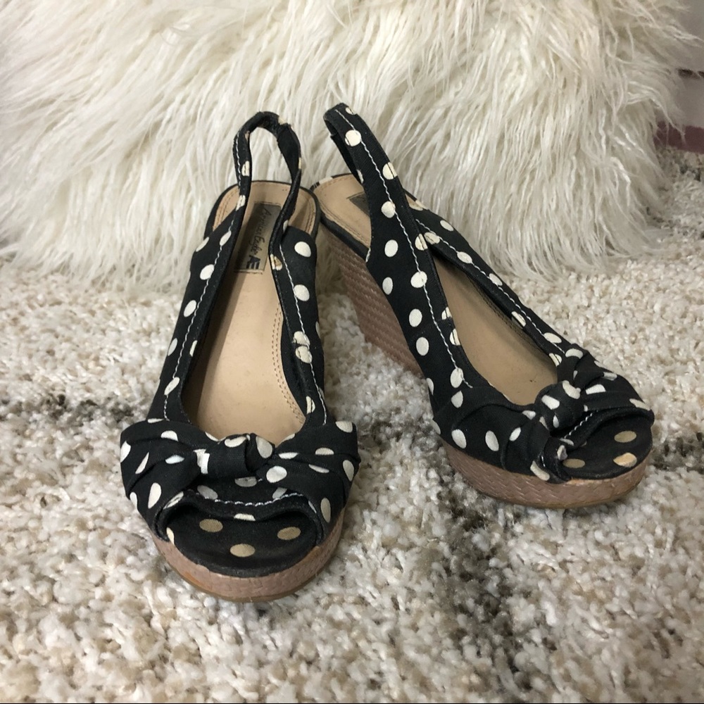 American Eagle Polka Dot Espadrille Wedges